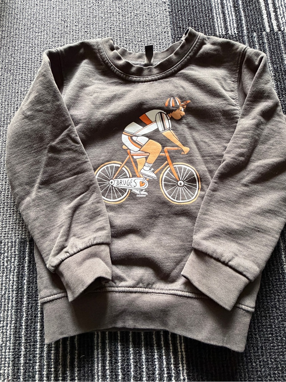 Kids Gray Sweatshirt with Orange Bike Graphic
